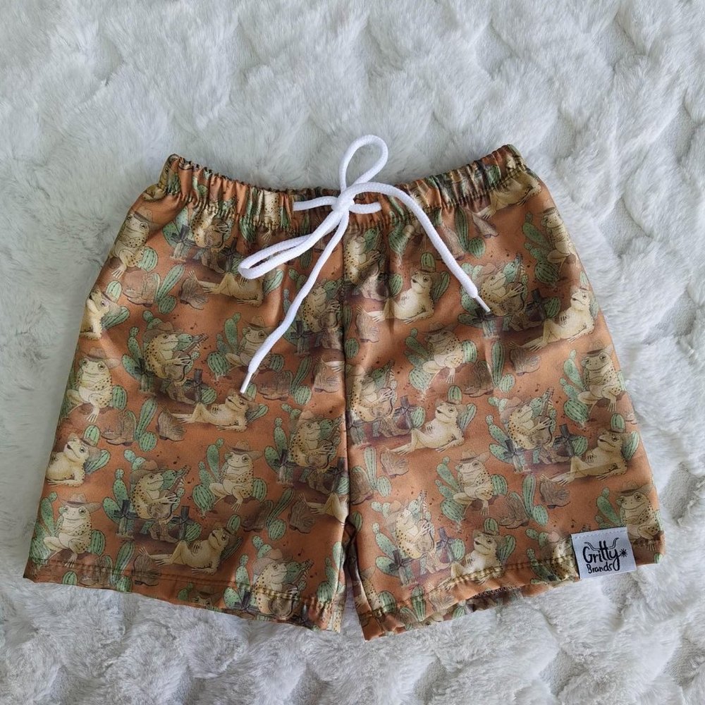 Frog Cowboy Swim Trunks or Everyday Shorts NOT MESH LINED